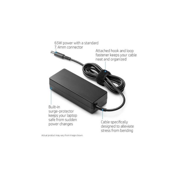 HP Original 65W Charger AC Adapter, Big pin 7.4mm, 18.5V 3.5A, With Power Cord